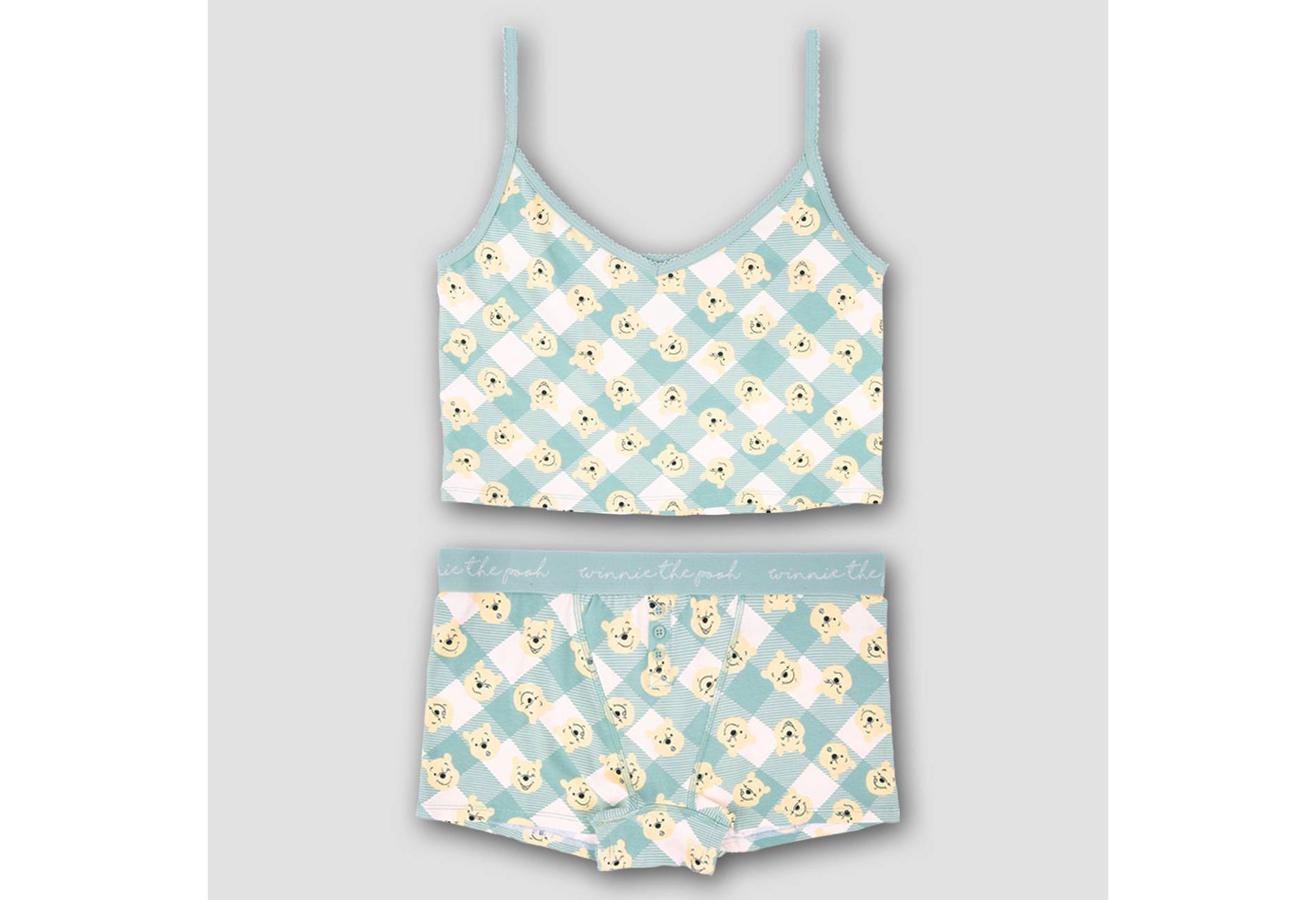 Women's Winnie the Pooh Cami & Boxer Set - Light Green M