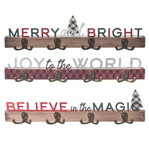 Transpac Metal Holiday Wall Decor w/Hooks Set of 3 Christmas Home Decorations - 1 of 3