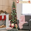 Tangkula 7FT Pre-lit Half-Shape Christmas Tree Artificial Xmas Tree w/450 Branch Tips & 150 Warm White Lights, Seasonal Decor tree w/Metal Base - 3 of 4