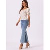 Allegra K Women's Puff Sleeve Square Neck Peasant Floral Blouse - 3 of 4