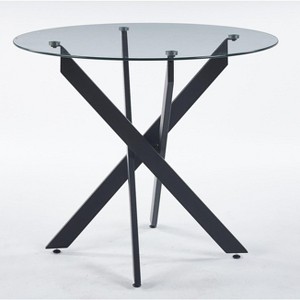 NicBex Modern 35.43" Round Coffee Table with Glass Top and Cross Metal Legs for Living Room and Bedroom - 1 of 4