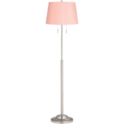 360 Lighting Abba 66" High Peach Pink Pleated Shade Floor Lamp