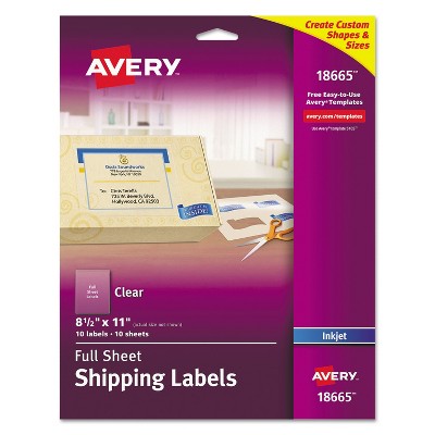 Avery Clear Easy Peel Mailing Labels Inkjet 8 1/2 x 11 10/Pack 18665