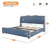 CAVINAS Queen Bed Frame with Solid Wood Slats,Leather Bed Frame with Wingback Headboard,Sturdy Platform Bed with Wavy Footboard - 3 of 4