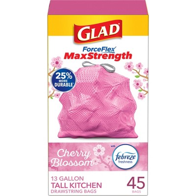  Glad ForceFlex Tall Kitchen Drawstring Trash Bags, 13 Gal,  Unscented, 120 Ct (Packaging May Vary) : Health & Household