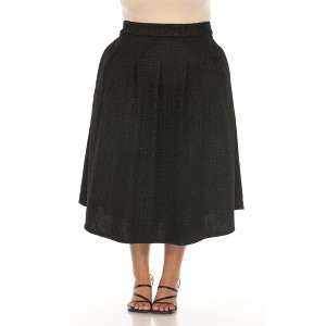 White Mark Plus Size Flared Tweed Skirt - 1 of 4