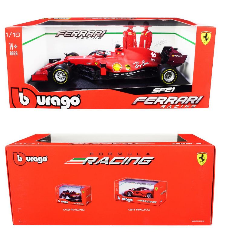 Ferrari SF21 #16 Charles Leclerc Formula One F1 Car "Ferrari Racing" Series 1/18 Diecast Model Car by Bburago, 3 of 4