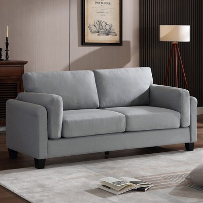 Modern Minimalist Couch Linen with Thick Cushion and Rolled Arm for Living Room-Morden Fort