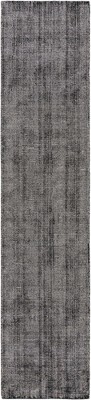 Hand-Knotted Blackberry Wool Runner Rug with Ivory Accents