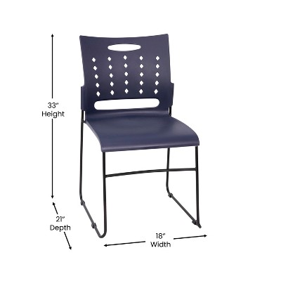 Navy Metal Ergonomic Stackable Chairs with Air-Vent Back, Set of 5