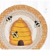 Earth Rugs Beehive Round Trivet – 10"x10" Braided Natural Fiber Hot Pad with Honeybee and Hive Print for Farmhouse Kitchens - 2 of 3