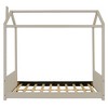 Twin Size Velvet House Bed Wood Bed Beige - 4 of 4