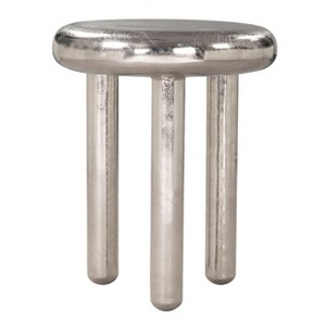 Side Table Silver 22"H – Round Recycled Metal Table with Contemporary Design By Zuo Modern - 1 of 4