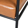 PAGED Mid-Century Modern Accent Chair with Faux Leather Upholstery Comfortable Reading Chair with Padded High Backrest for Bedroom, Brown - 3 of 4