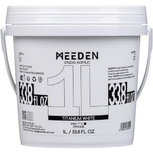 MEEDEN Titanium White Acrylic Paint, Heavy Body, Gloss Finish, Extra-Large 1 L /33.8oz Non-Toxic Rich Pigments Color, Professional Artist Acrylic - 1 of 4