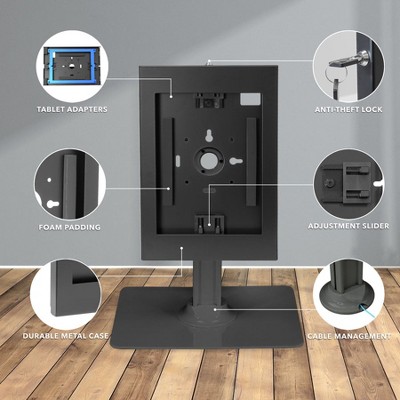 Black Anti-Theft Locking Tablet Kiosk Stand for iPad