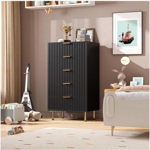 Nasitip 5 Drawer Modern Dresser, 48" Tall Chest with Deep Storage & Wide Top, Fluted Wood Organizer for Bedroom/Living Room/Hallway - 1 of 4