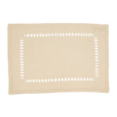 Ivory Jute Hemstitch Rectangle Placemats Set of 4