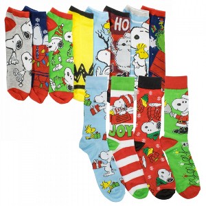 Mens Peanuts Christmas Snoopy Socks 12 Days of Giving Gift Box - 1 of 4