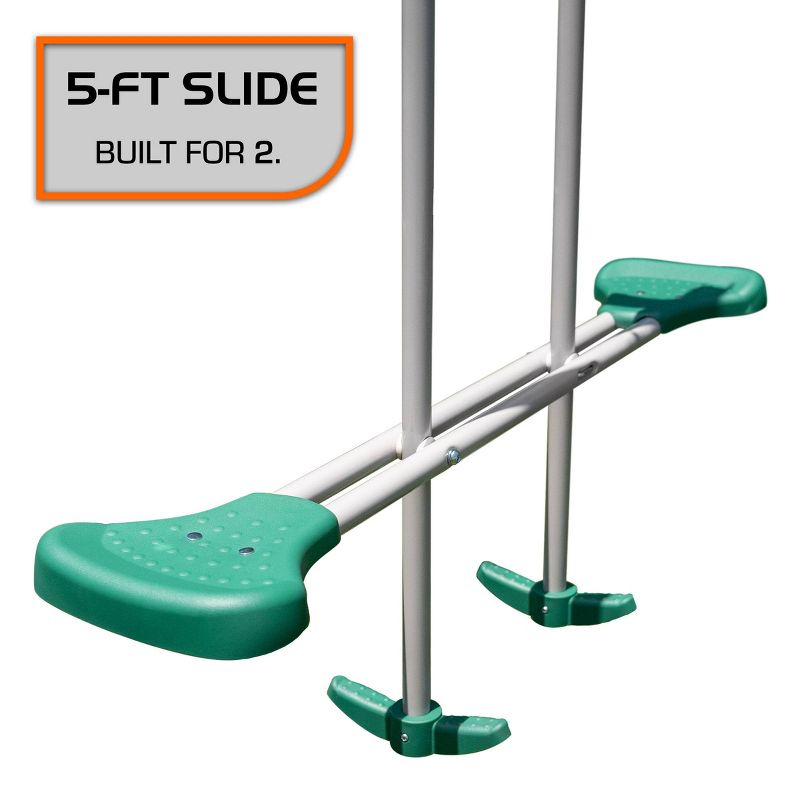 The Swing Company Yonkers Metal Swing Set with Glide Ride Trapeze Bar and 5&#39; Slide, 6 of 12