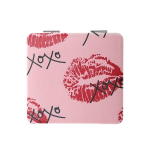 Unique Bargains Women Square Shape Handheld Mirror for Travel Orange 1 Pc - 1 of 4