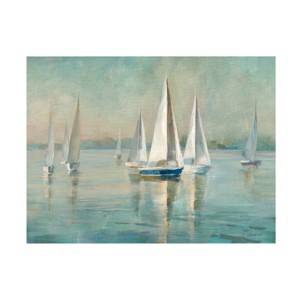 Trademark Fine Art -Danhui Nai 'Sailboats At Sunrise' Canvas Art - 1 of 4