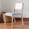Set of 2 Farmhouse Wood Dining Chairs with Rattan Backrest and Padded Linen Seat, Rustic Accent Side Chairs for Dining Room or Kitchen - 4 of 4