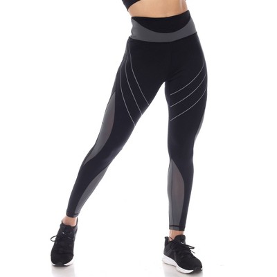 Women's High-Waist Reflective Piping Fitness Leggings  - White Mark