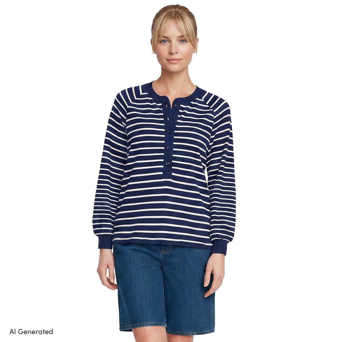 Lands' End Women's Long Sleeve Mariner Henley