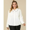 Agnes Orinda Women's Plus Size Elegant Office Peter Pan Collar Long Sleeves Button Down Shirts - 2 of 4
