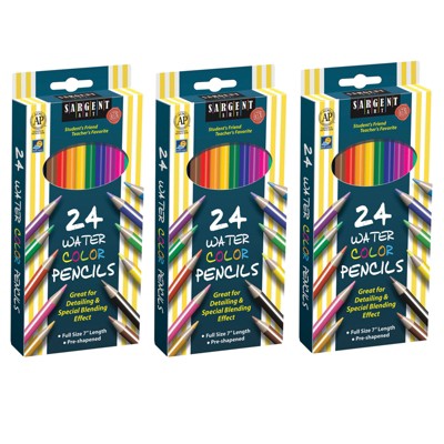 Sargent Art Watercolor Pencils, 24 Colors Per Box, 3 Boxes