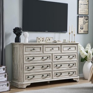 SinCiDo Farmhouse Drawers Dresser, Rustic Wood Chest of Drawers w/Natural Texture, Vintage Storage Dressers Organizer for Bedroom & Living Room - 1 of 4