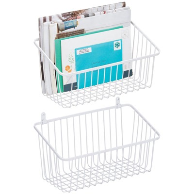 Mdesign Gia Metal Wall Mount Hanging Storage Basket, 2 Pack - 6 X 12 X ...