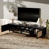 78.7" MDF Rattan Modern Farmhouse TV Stand with Solid Wood Legs and Multi-Functional Storage for Living Room - 2 of 4