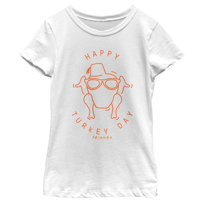 Girl's Friends Happy Turkey Day Icon T-Shirt, 1 of 5
