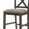 Set of 2 18" Martha Li Counter Height Barstools Tan Linen/Weathered Gray - Acme Furniture: Upholstered, Wood Frame, Armless - 4 of 4