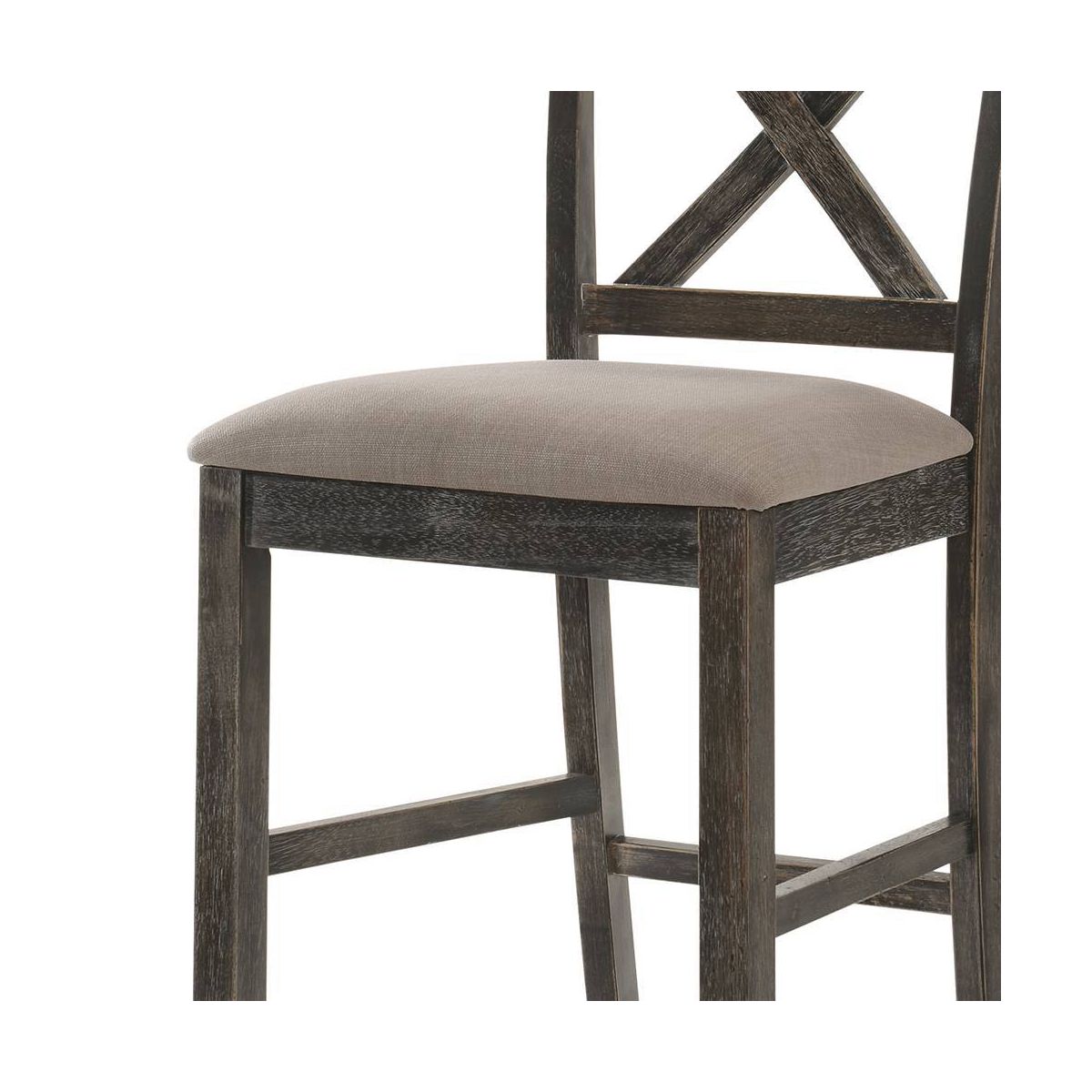 Set of 2 18" Martha Li Counter Height Barstools Tan Linen/Weathered Gray - Acme Furniture: Upholstered, Wood Frame, Armless - thumbnail 4