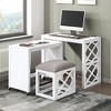 Vynxaria 3pc Desks and Stool Set with Rolling Desk, Casters & 2 Charging Ports, Home Office Furniture - 3 of 4
