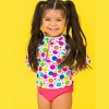RuffleButts Baby/Toddler Girls UPF50+ Long Sleeve Zipper Rash Guard 2-Piece - 3 of 4