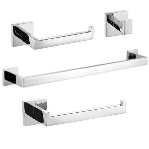 Itopfox 4 Piece Bathroom Hardware Set Chrome Polished Stainless Steel Includes Towel Bar Towel Ring Toilet Paper Holder Robe Hook - 1 of 4