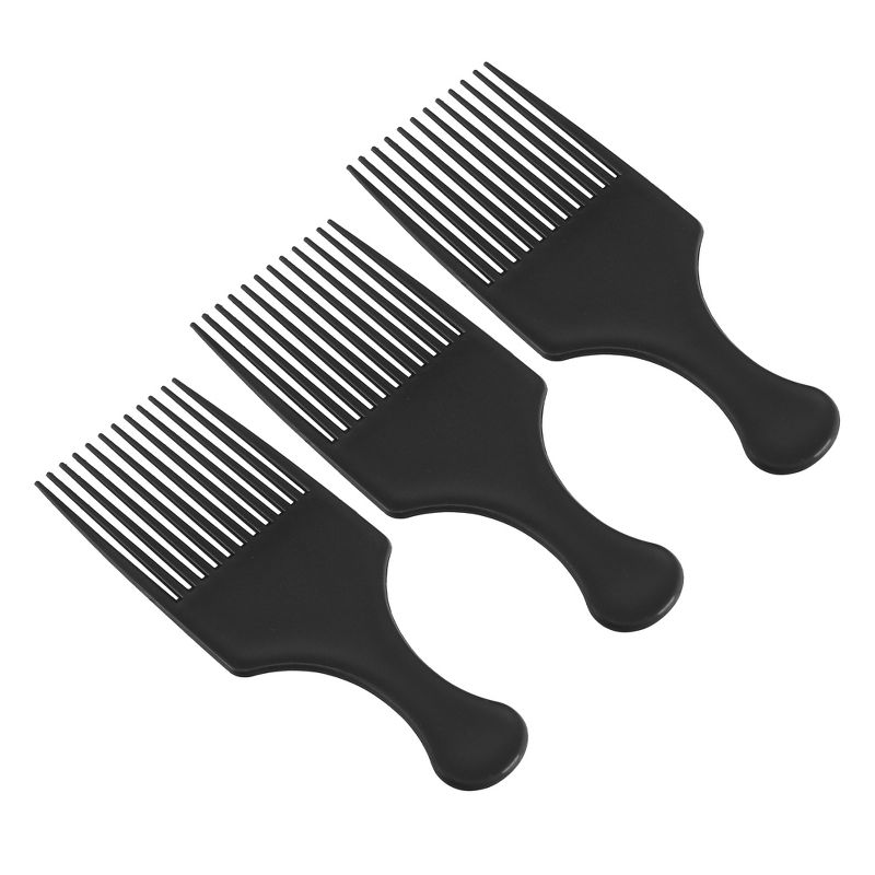 Unique Bargains Afro Hair Pick Comb Hair Comb Hairdressing Styling Tool for Curly Hair for Men Women Black 3 Pcs, 1 of 5