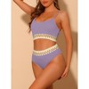 Elerevyo Women's High Waisted Ribbed Adjustable Spaghetti Straps Push Up Swimsuit Bathing Suits 2 Pcs - 2 of 4
