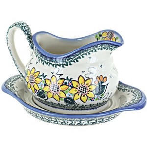 Blue Rose Polish Pottery WS03 Galia Gravy Boat and Plate - 1 of 1