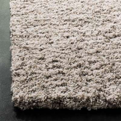 Ivory and Grey High Pile Shag Square Area Rug