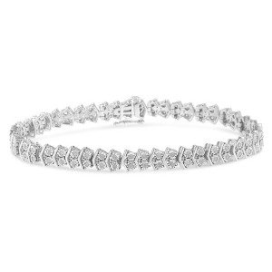 Haus of Brilliance Silver 1.0 Cttw Chevron 2 Stone Arrow Link Tennis Bracelet - 7” - 1 of 4