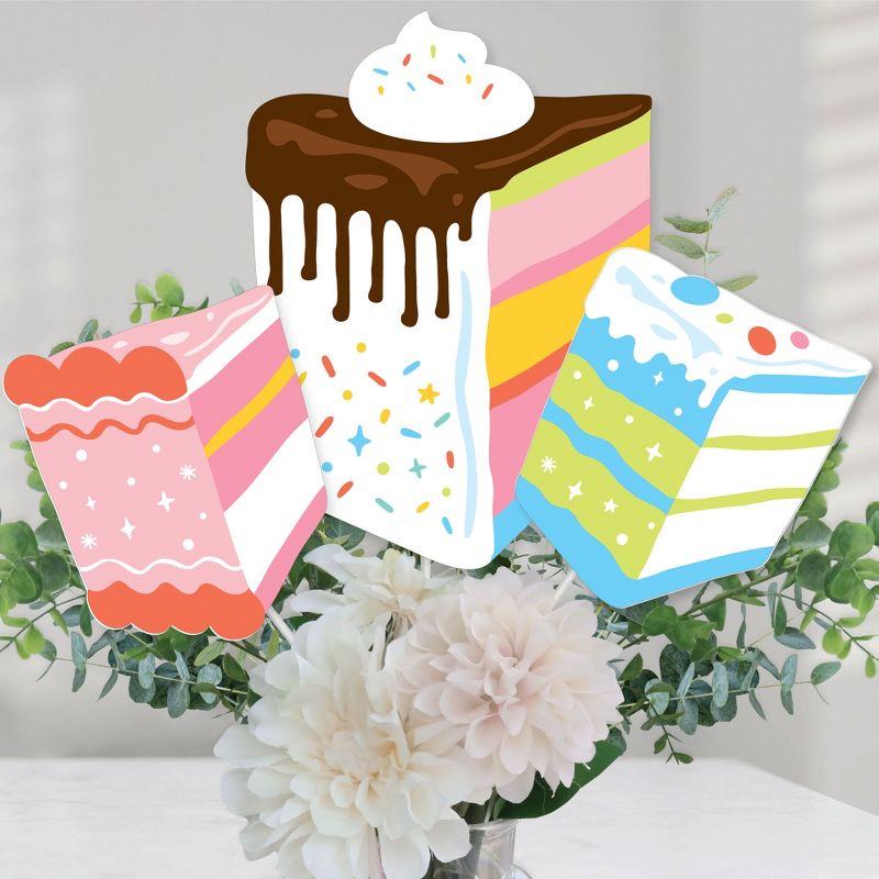 Big Dot of Happiness Cake Time - Happy Birthday Party Centerpiece Sticks - Table Toppers - Set of 15, 1 of 9