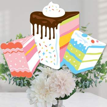 Big Dot of Happiness Cake Time - Happy Birthday Party Centerpiece Sticks - Table Toppers - Set of 15