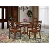 HomeStock 5-Piece Mahogany Finish Solid Wood Top Dining table with 4 Chairs with Drop Leaf Lattice Back - 2 of 4