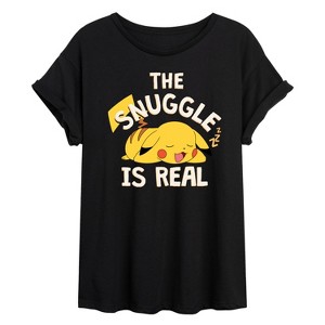 Women's - Pokémon - The Snuggle Pikachu Oversized Graphic T-Shirt - 1 of 4