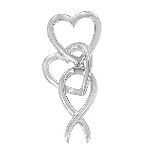 Haus of Brilliance Silver Double-Heart & Awareness Ribbon Linked Pendant Necklace - 1 of 4